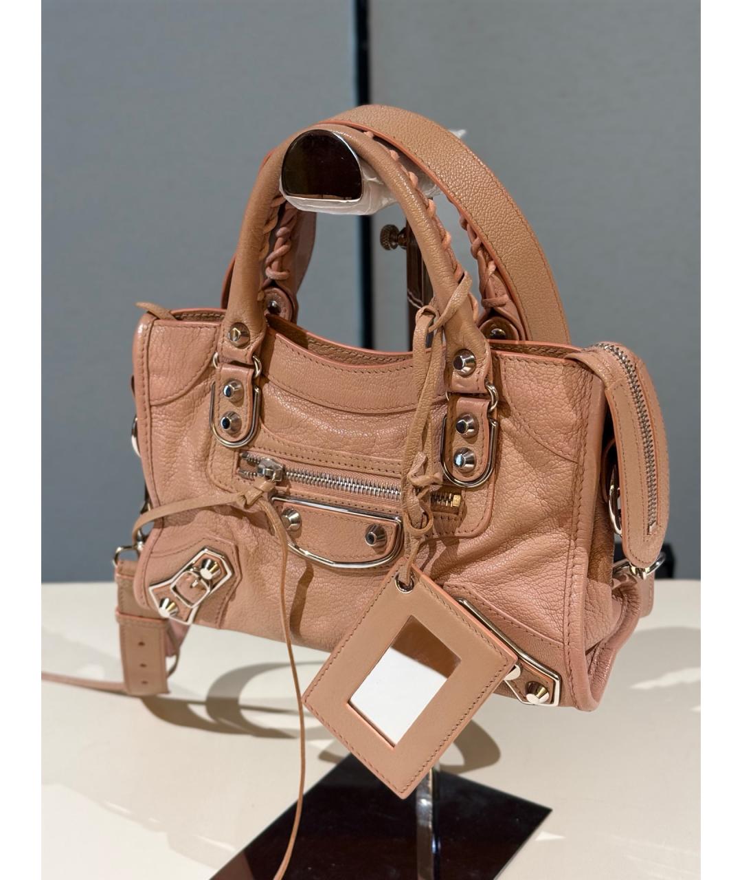 BALENCIAGA Розовая кожаная сумка тоут, фото 2