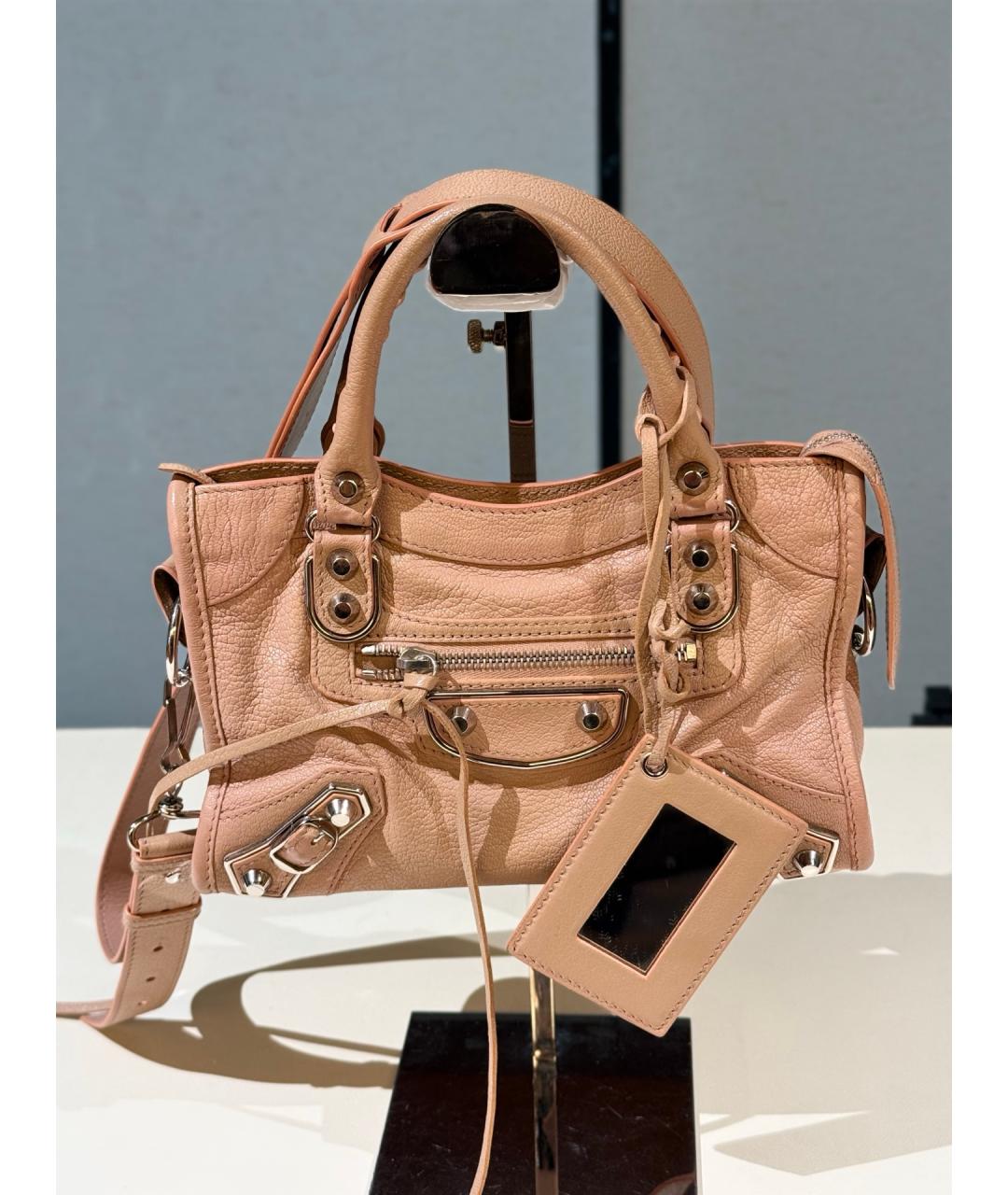 BALENCIAGA Розовая кожаная сумка тоут, фото 9