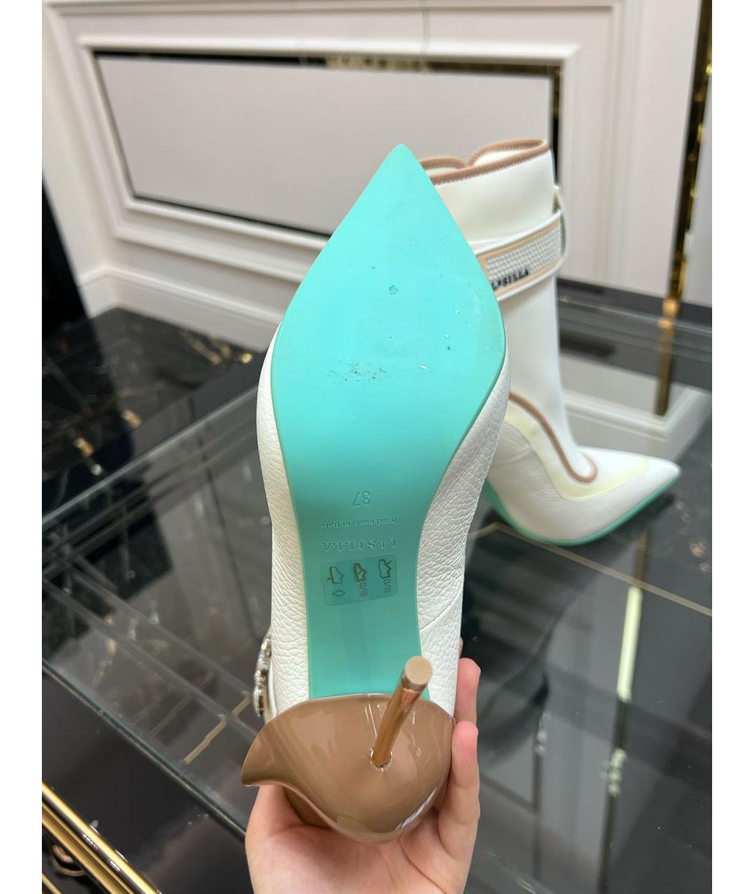 LE SILLA Белые кожаные ботильоны, фото 8