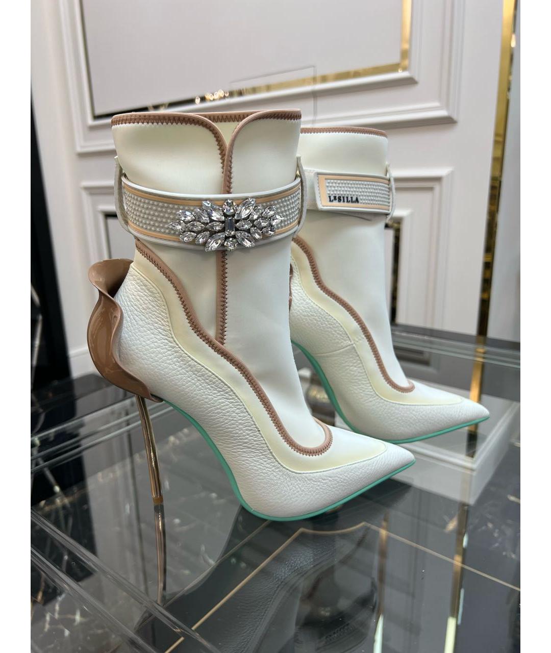 LE SILLA Белые кожаные ботильоны, фото 4
