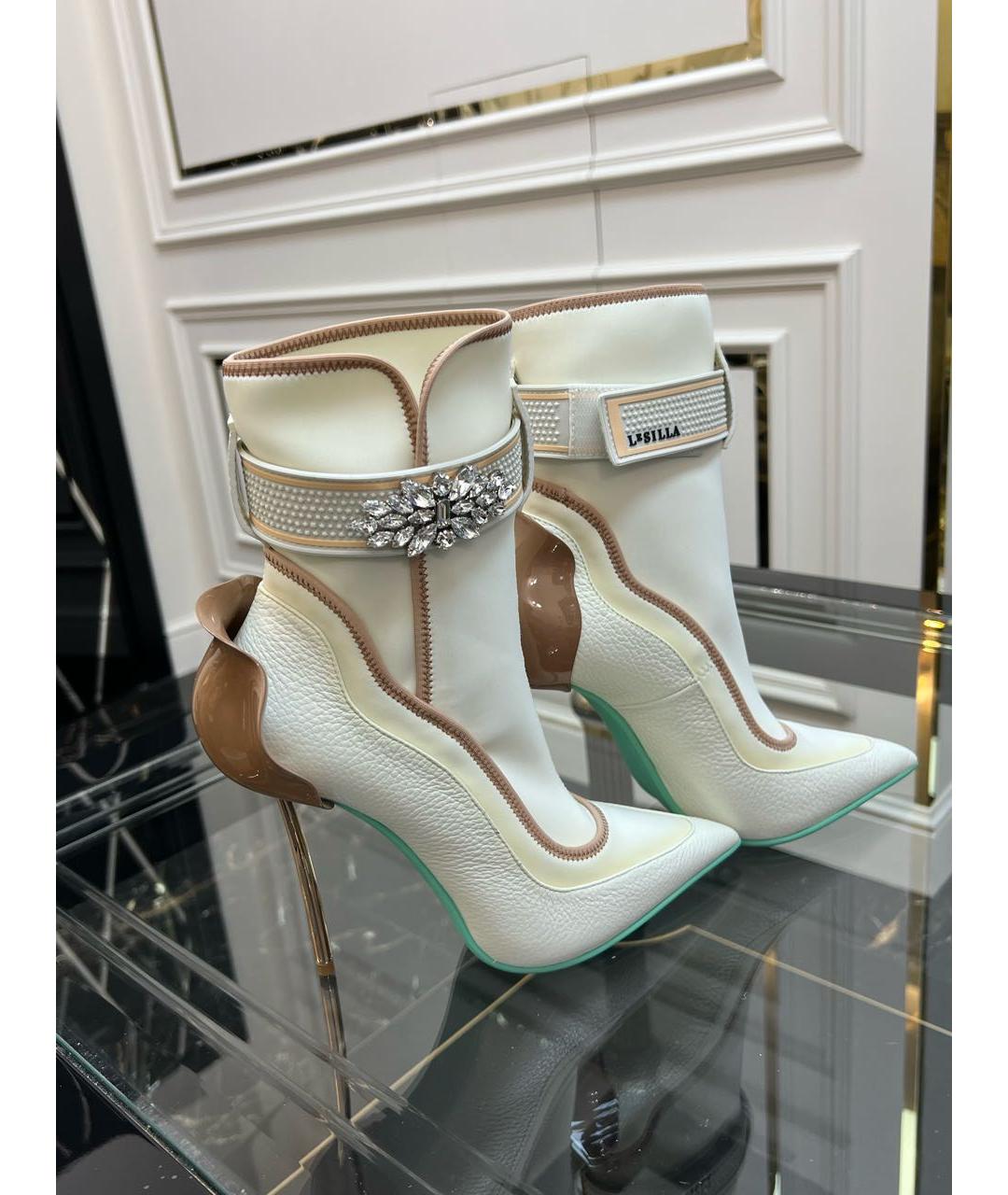 LE SILLA Белые кожаные ботильоны, фото 9