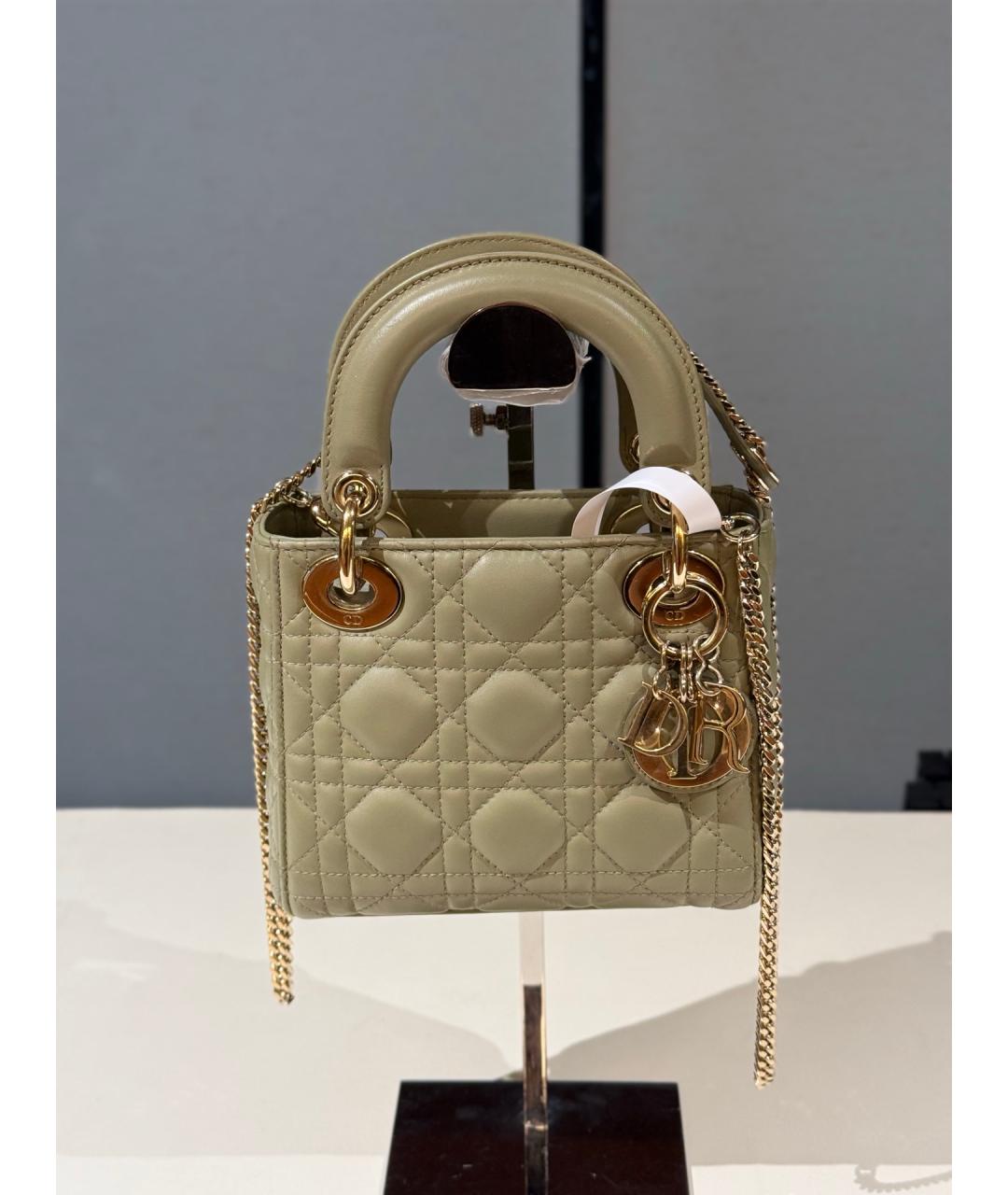 CHRISTIAN DIOR Салатовая кожаная сумка с короткими ручками, фото 9