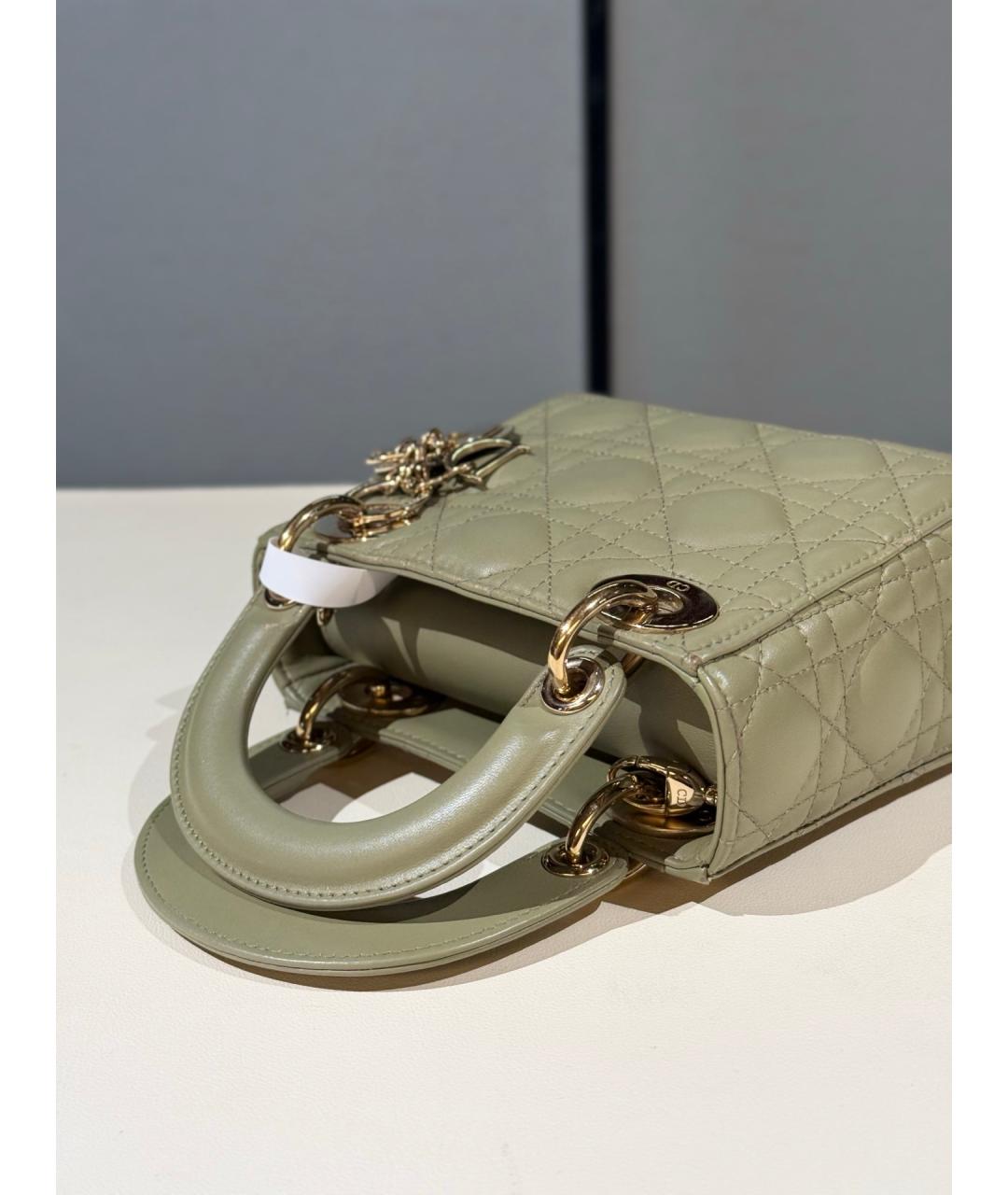 CHRISTIAN DIOR Салатовая кожаная сумка с короткими ручками, фото 7