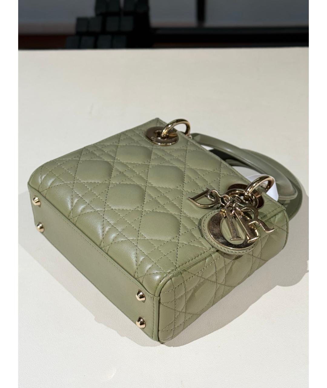 CHRISTIAN DIOR Салатовая кожаная сумка с короткими ручками, фото 8