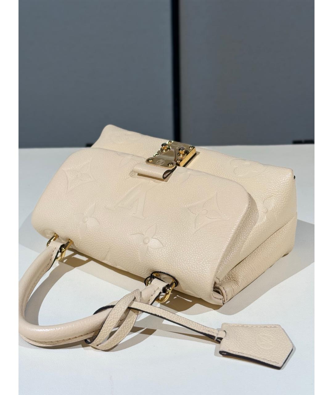 LOUIS VUITTON Бежевая кожаная сумка с короткими ручками, фото 9