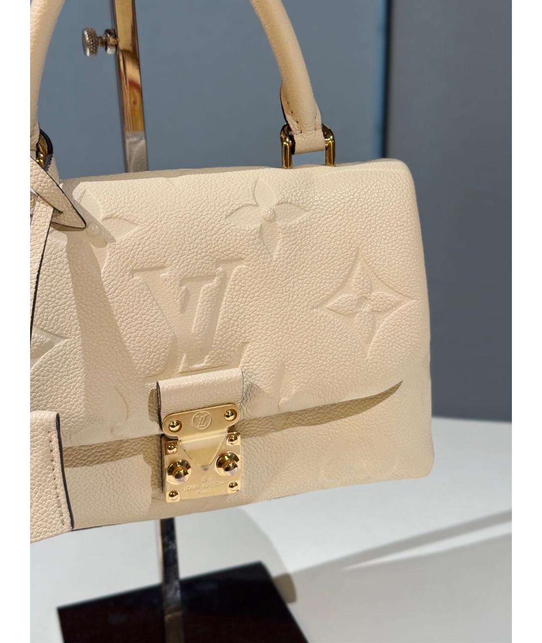 LOUIS VUITTON Бежевая кожаная сумка с короткими ручками, фото 5