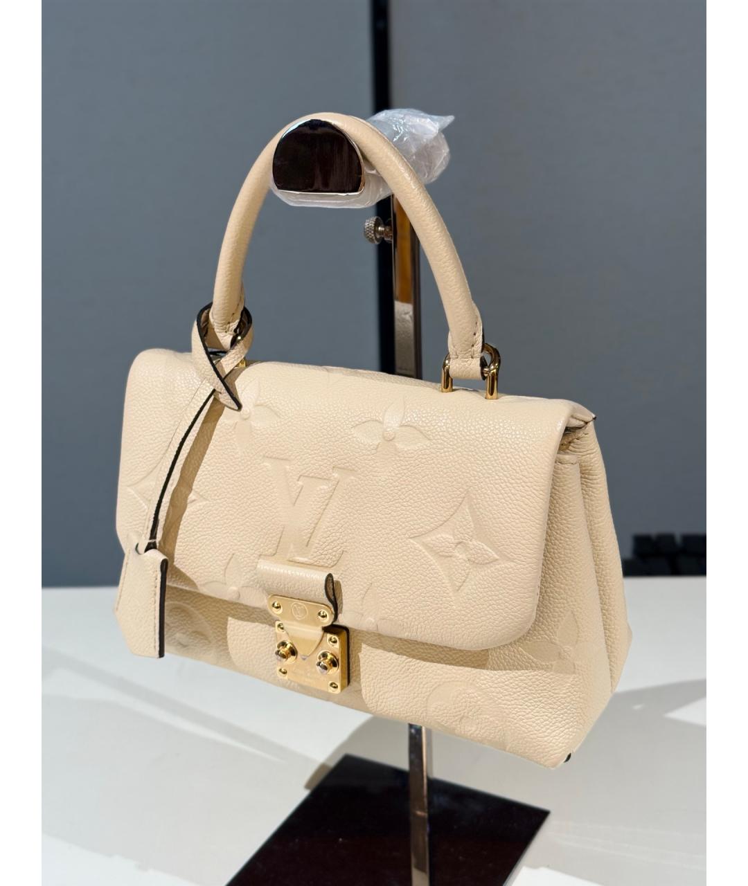 LOUIS VUITTON Бежевая кожаная сумка с короткими ручками, фото 3