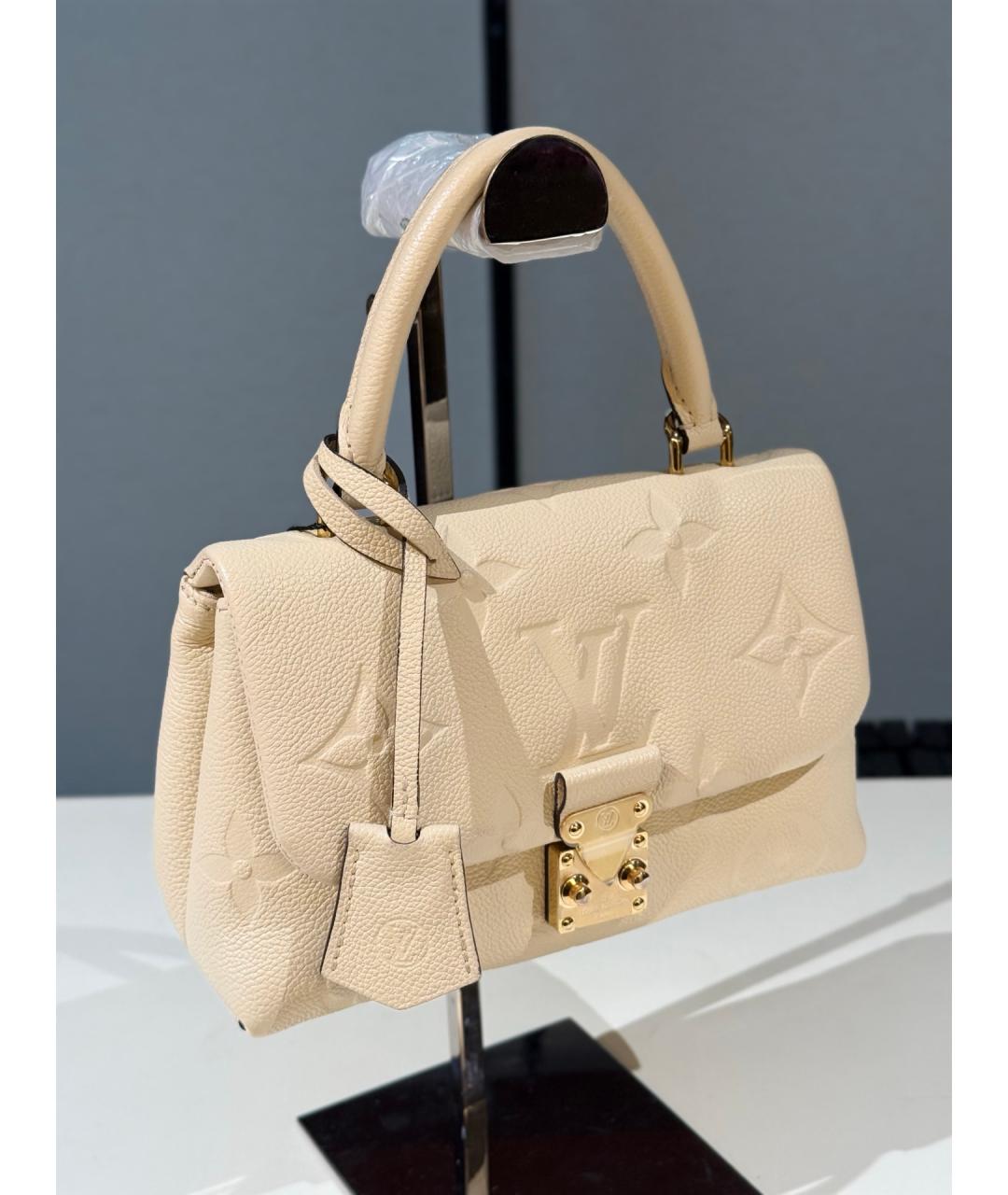 LOUIS VUITTON Бежевая кожаная сумка с короткими ручками, фото 4