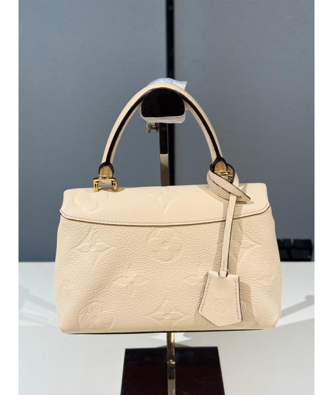 LOUIS VUITTON Бежевая кожаная сумка с короткими ручками, фото 6