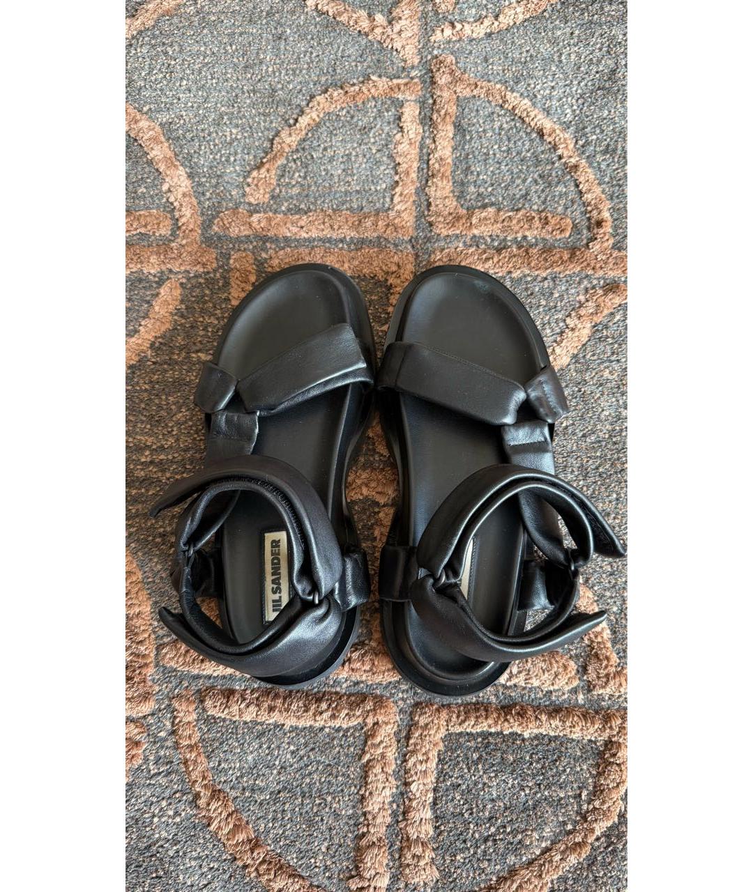 JIL SANDER Черные кожаные сандалии, фото 3