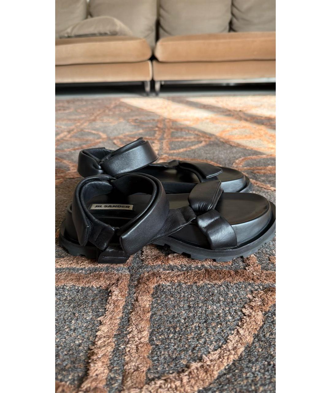 JIL SANDER Черные кожаные сандалии, фото 4