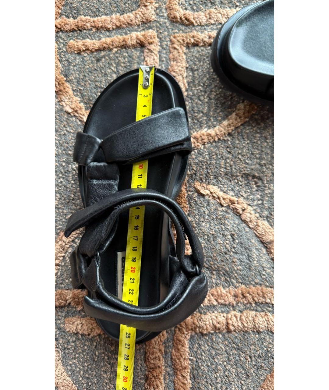 JIL SANDER Черные кожаные сандалии, фото 2