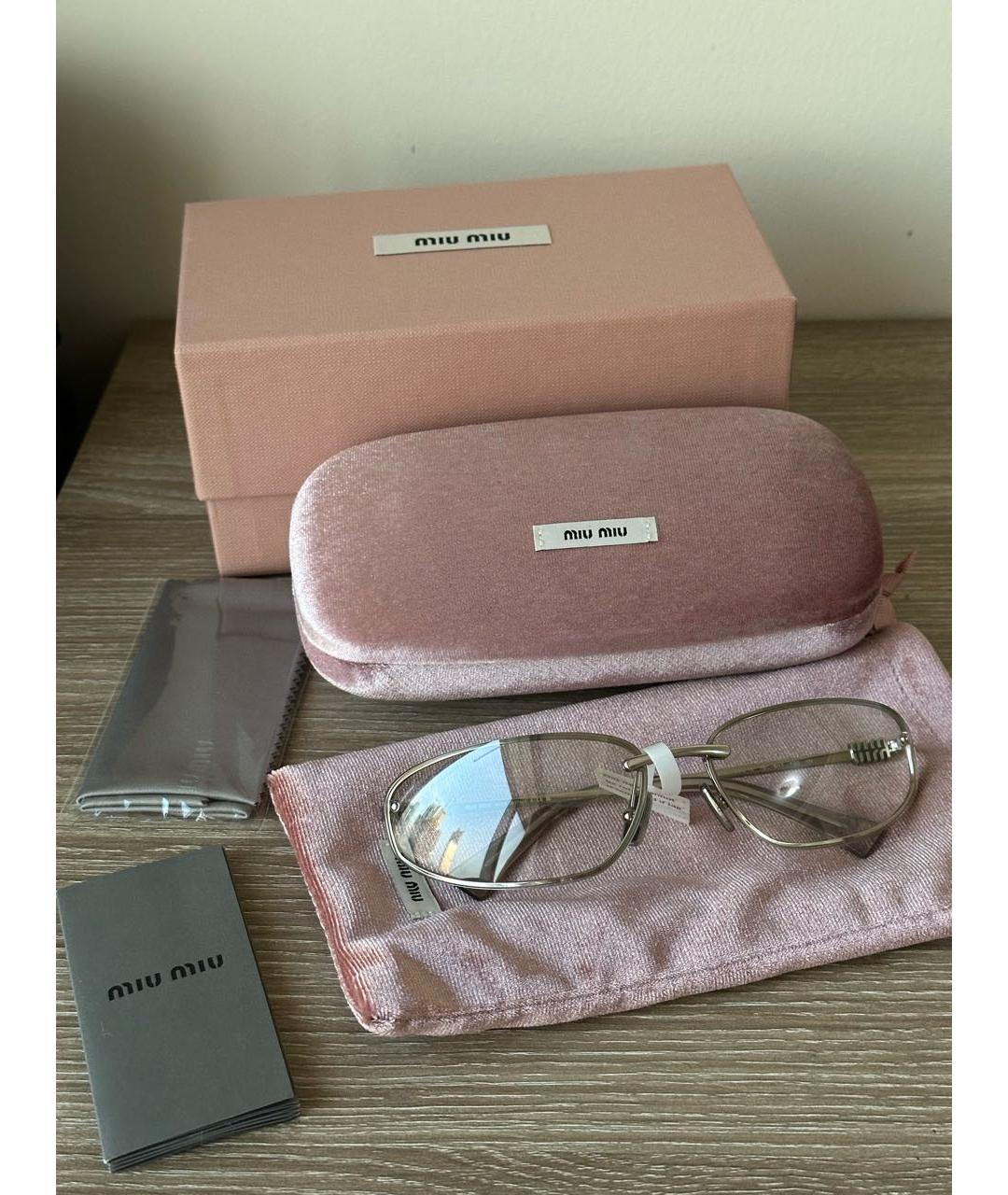 MIU MIU Серебряные металлические солнцезащитные очки, фото 4