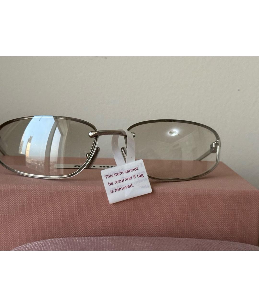 MIU MIU Серебряные металлические солнцезащитные очки, фото 5