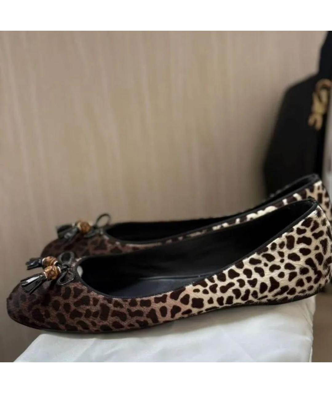 GUCCI Коричневые кожаные балетки, фото 4