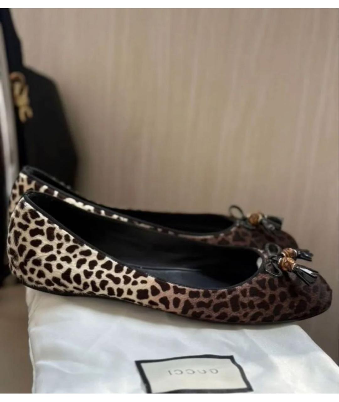 GUCCI Коричневые кожаные балетки, фото 5