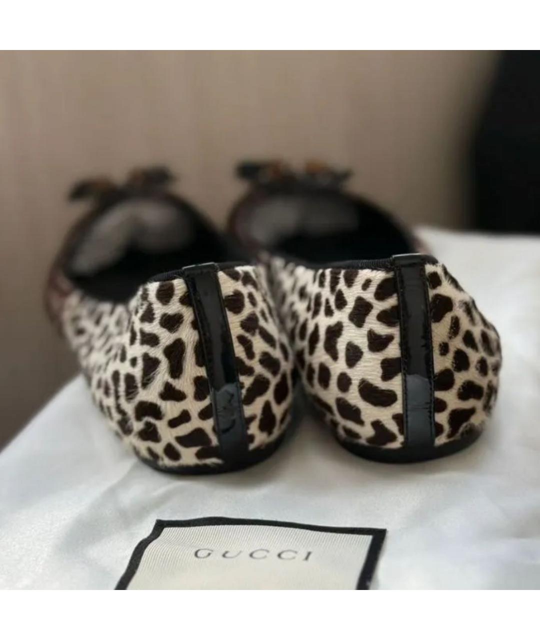 GUCCI Коричневые кожаные балетки, фото 2