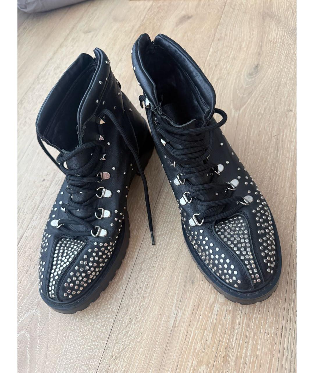 VALENTINO Черные кожаные ботинки, фото 2