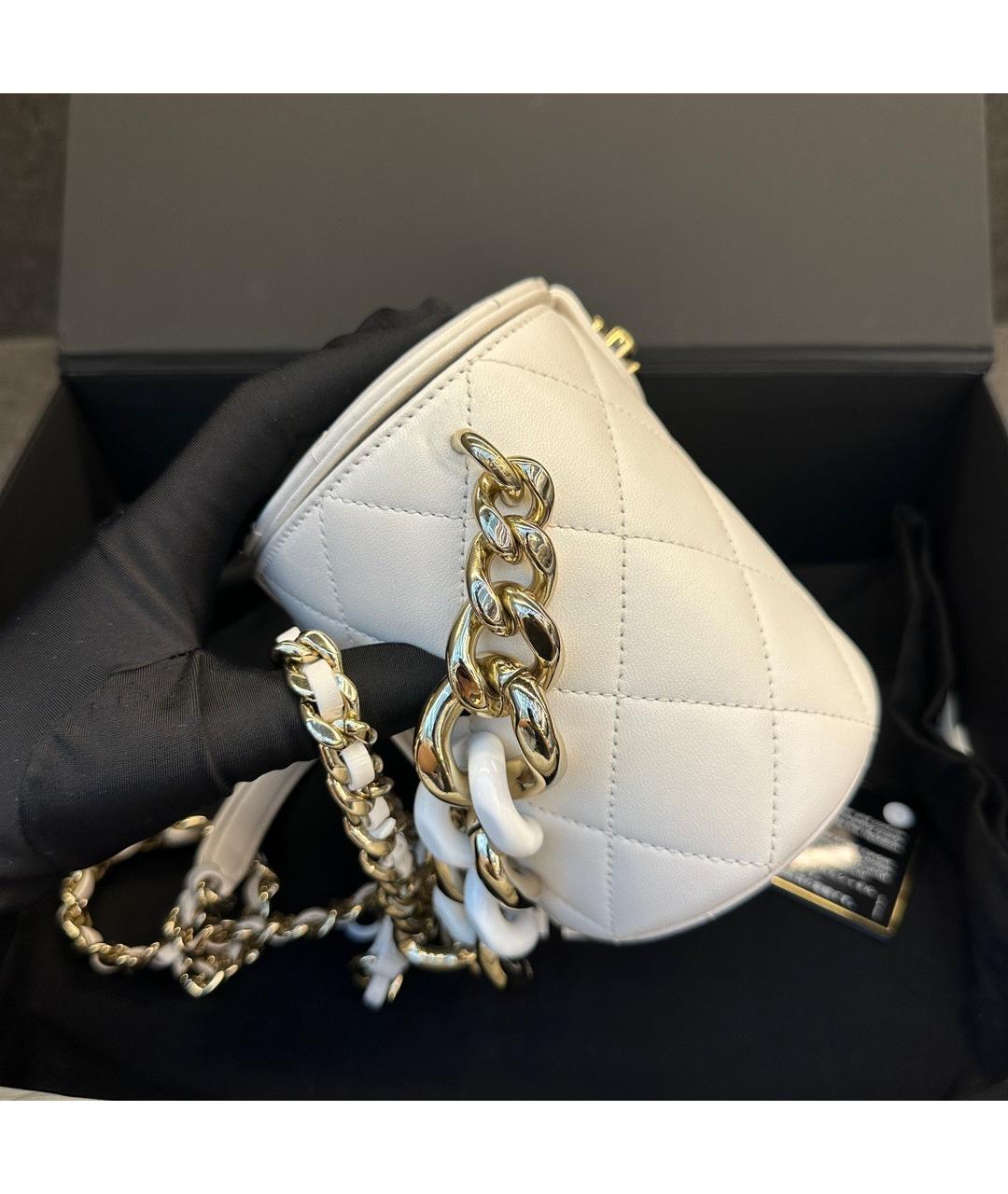 CHANEL Белая кожаная сумка через плечо, фото 3