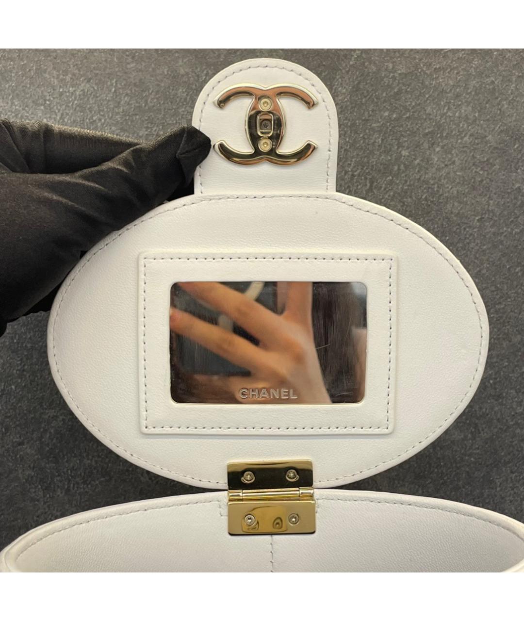CHANEL Белая кожаная сумка через плечо, фото 6