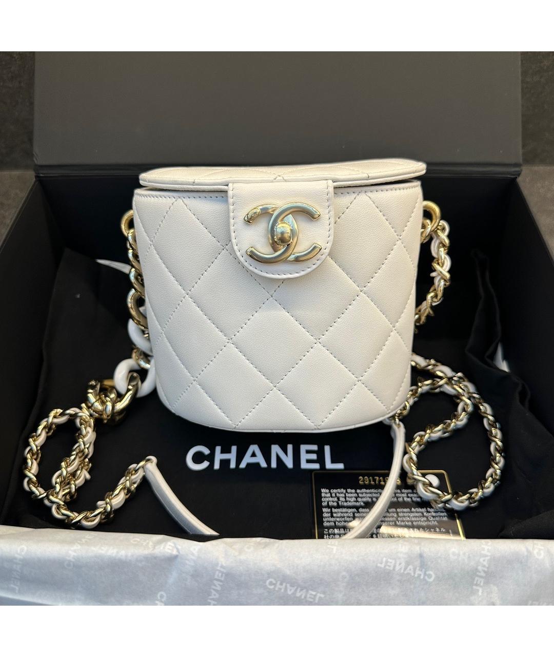 CHANEL Белая кожаная сумка через плечо, фото 8