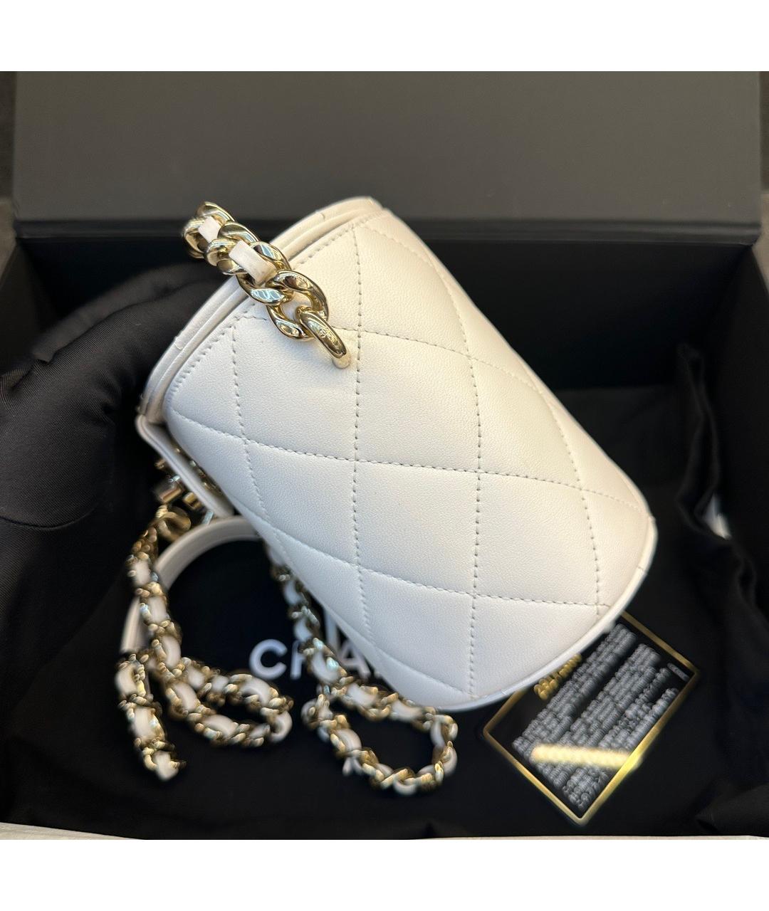 CHANEL Белая кожаная сумка через плечо, фото 4