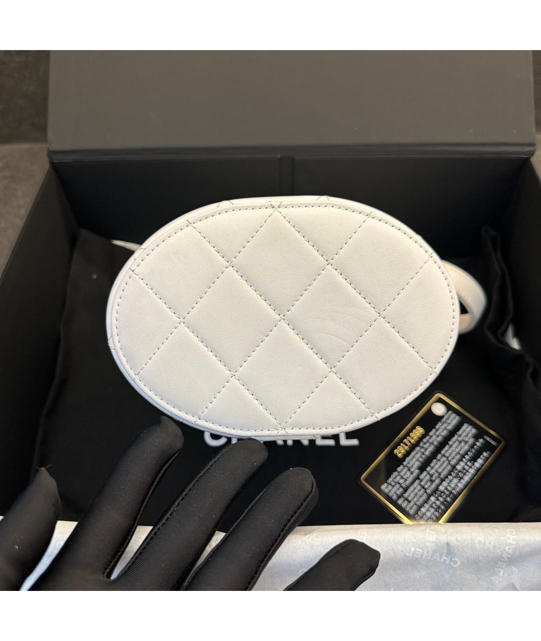 CHANEL Белая кожаная сумка через плечо, фото 5