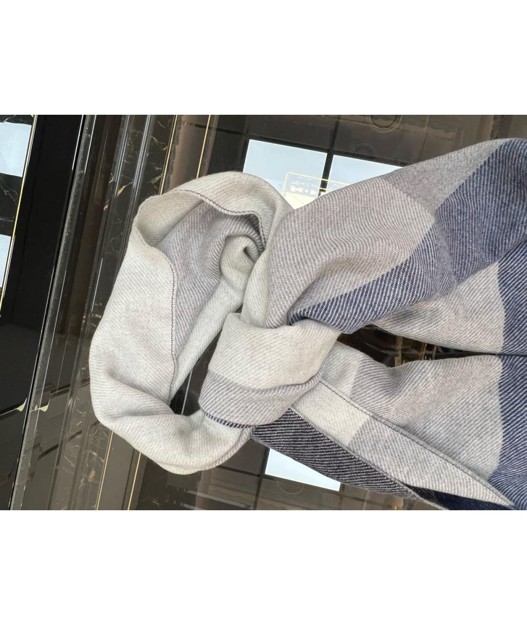 BRUNELLO CUCINELLI Синий шерстяной шарф, фото 3