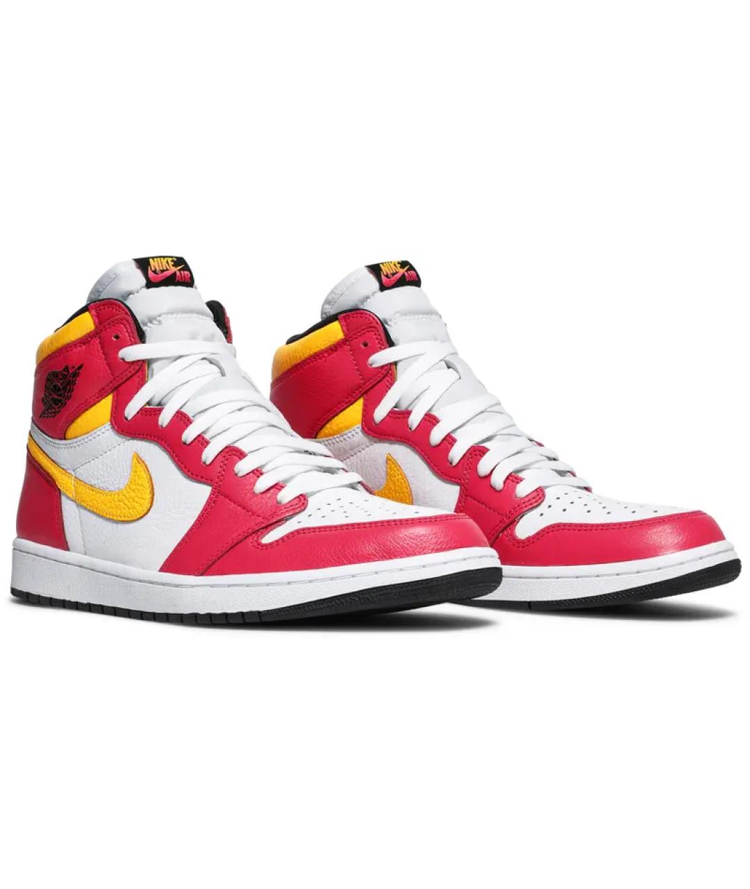 JORDAN Красные кожаные высокие кроссовки / кеды, фото 5