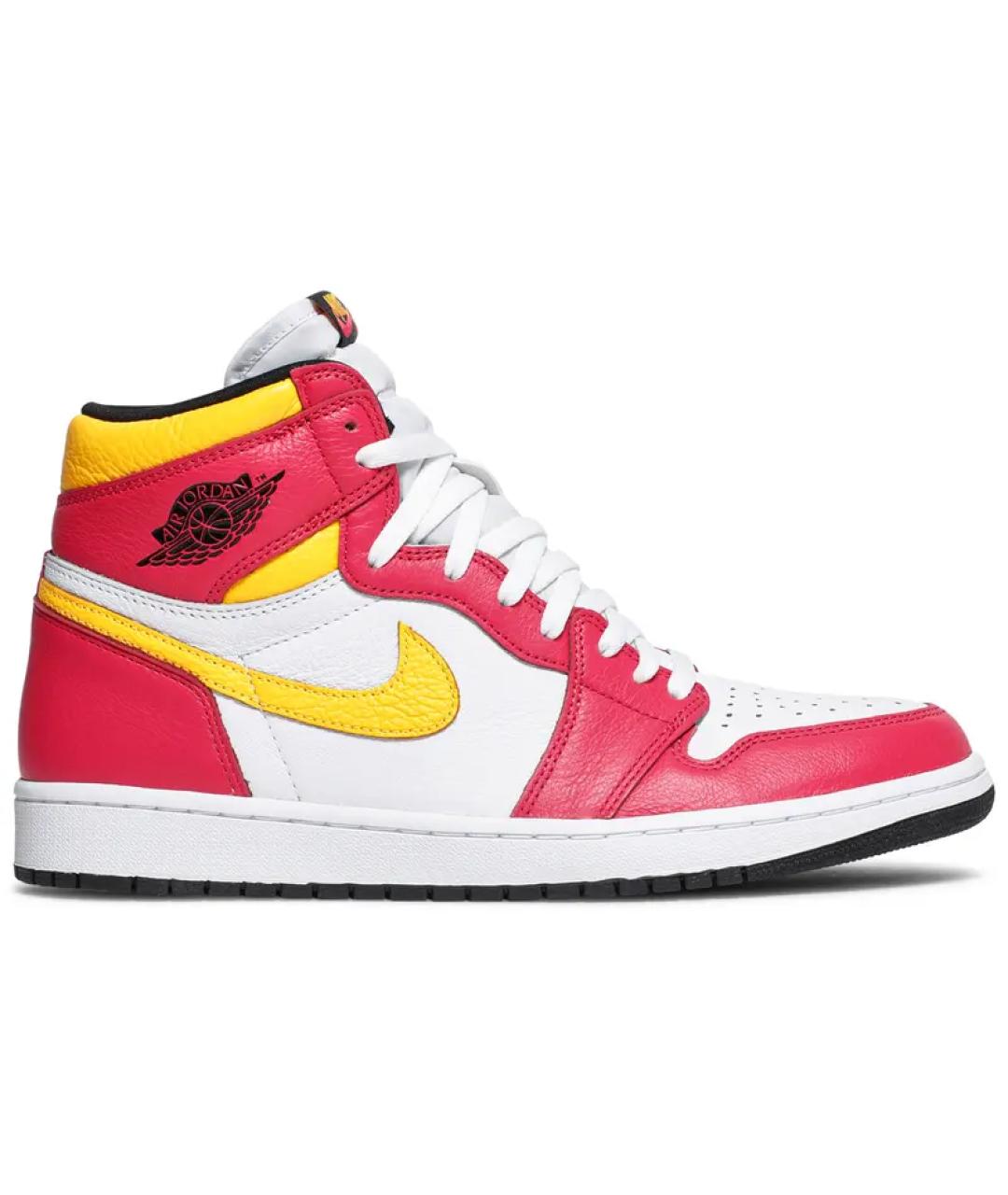 JORDAN Красные кожаные высокие кроссовки / кеды, фото 6