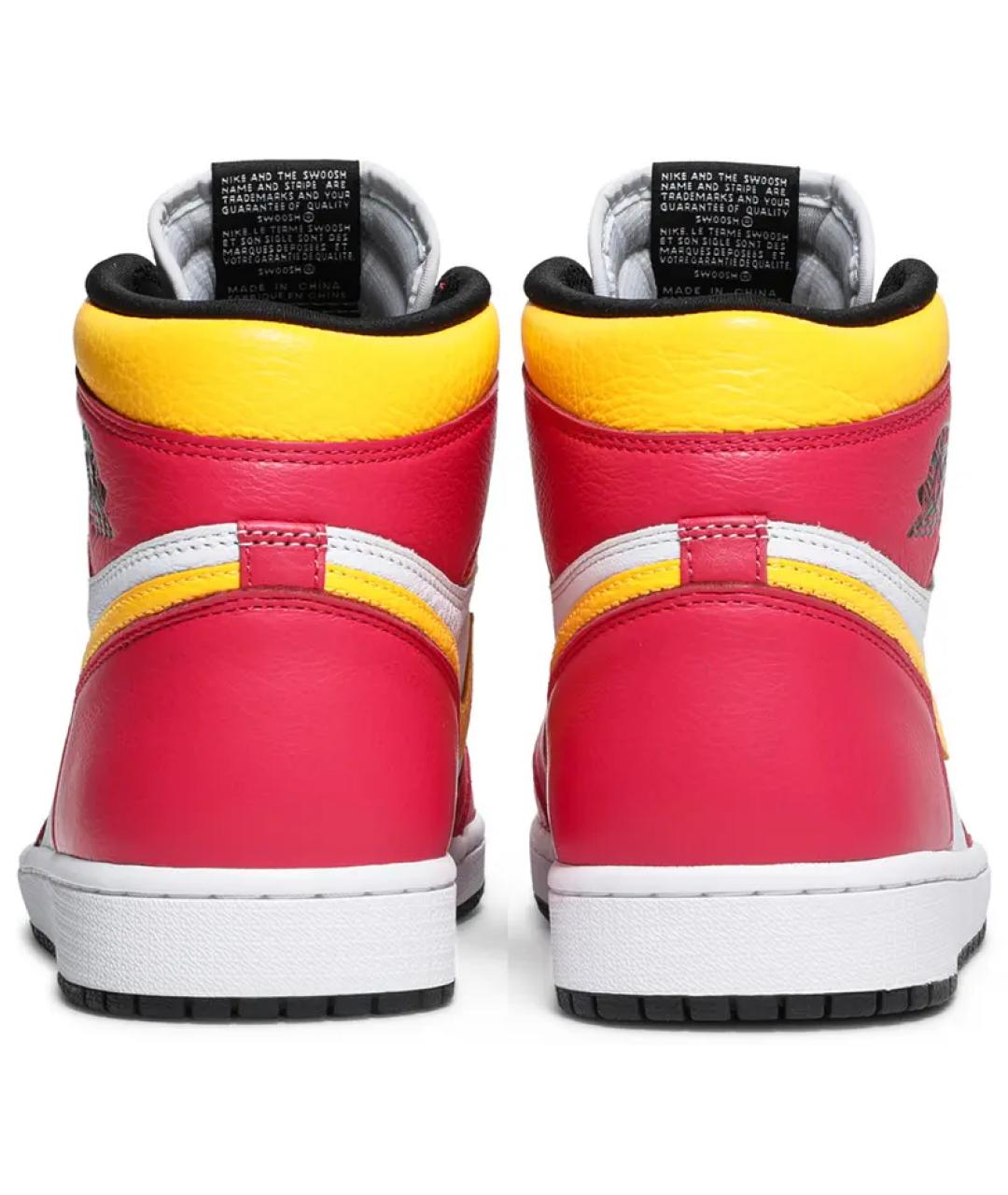 JORDAN Красные кожаные высокие кроссовки / кеды, фото 4