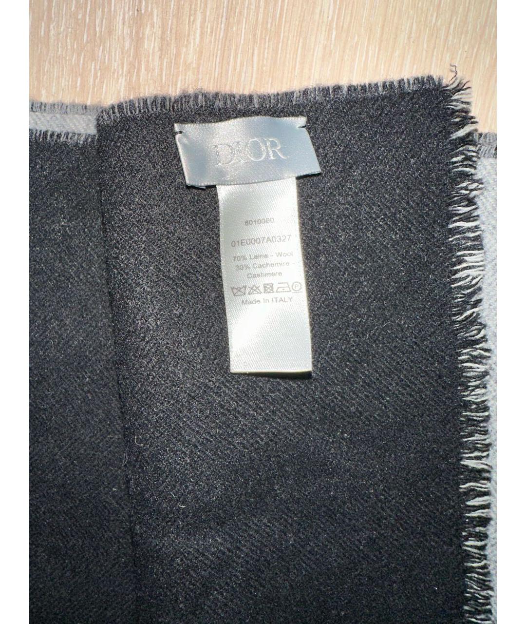 CHRISTIAN DIOR Антрацитовый кашемировый шарф, фото 2