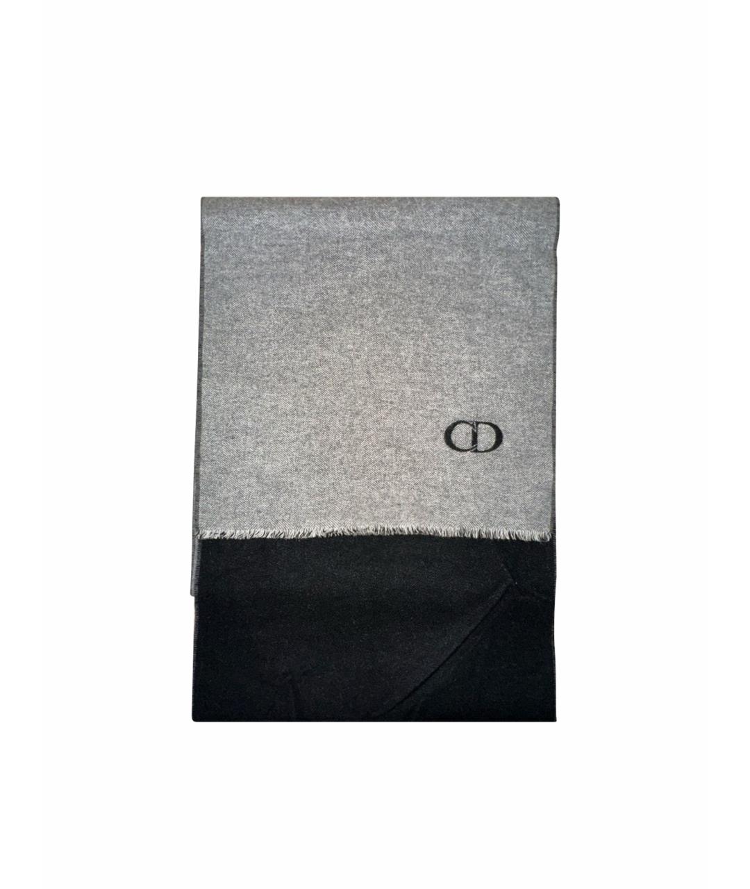 CHRISTIAN DIOR Антрацитовый кашемировый шарф, фото 1
