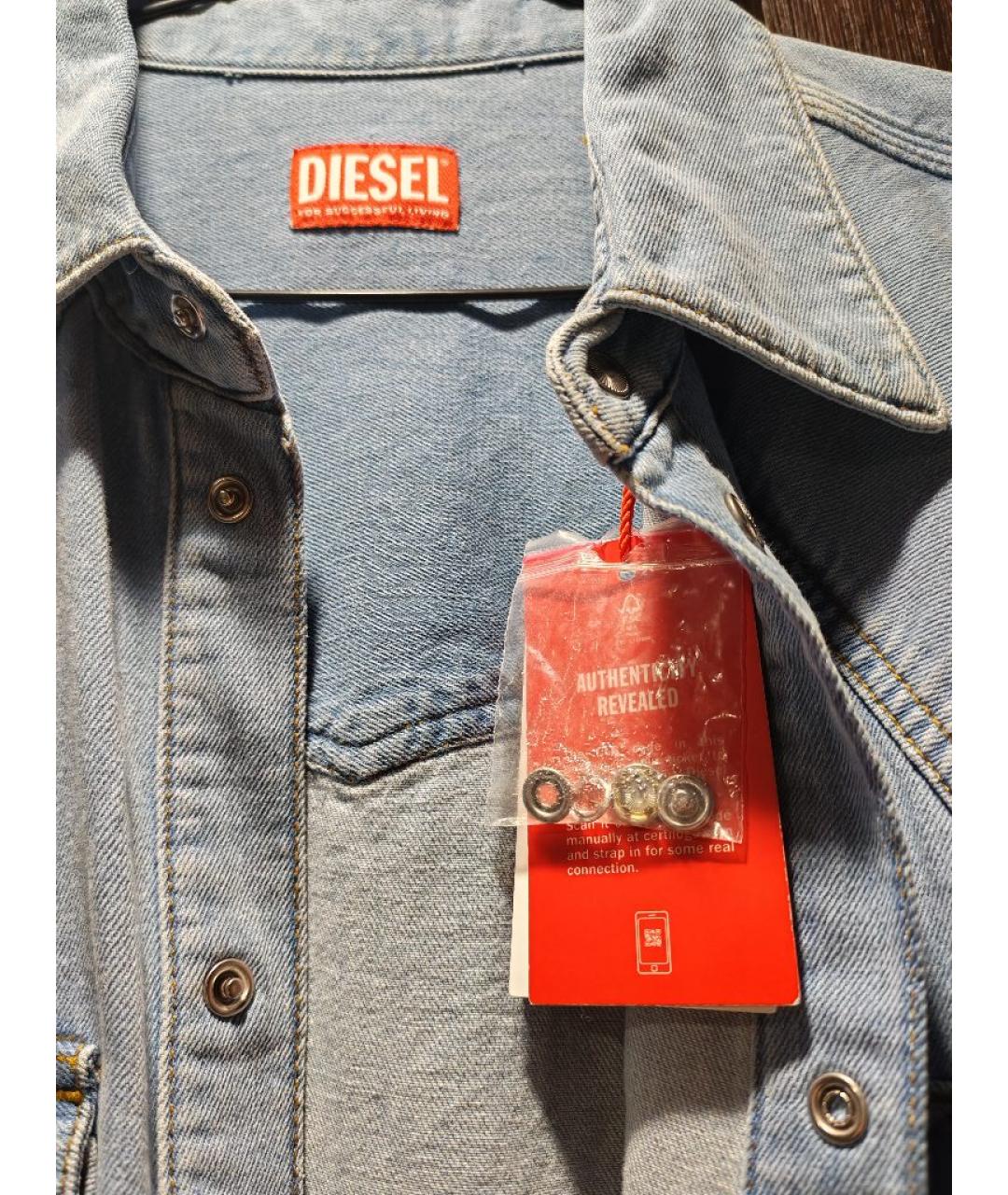 DIESEL Голубая хлопковая кэжуал рубашка, фото 6