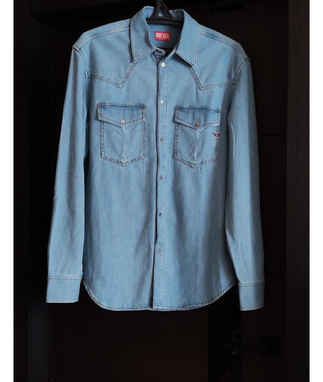 DIESEL Голубая хлопковая кэжуал рубашка, фото 7