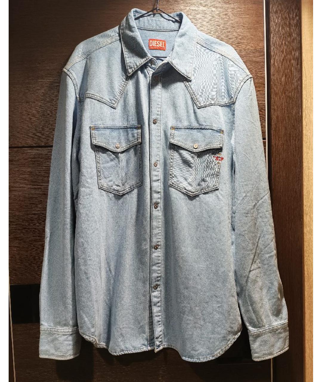 DIESEL Голубая хлопковая кэжуал рубашка, фото 6