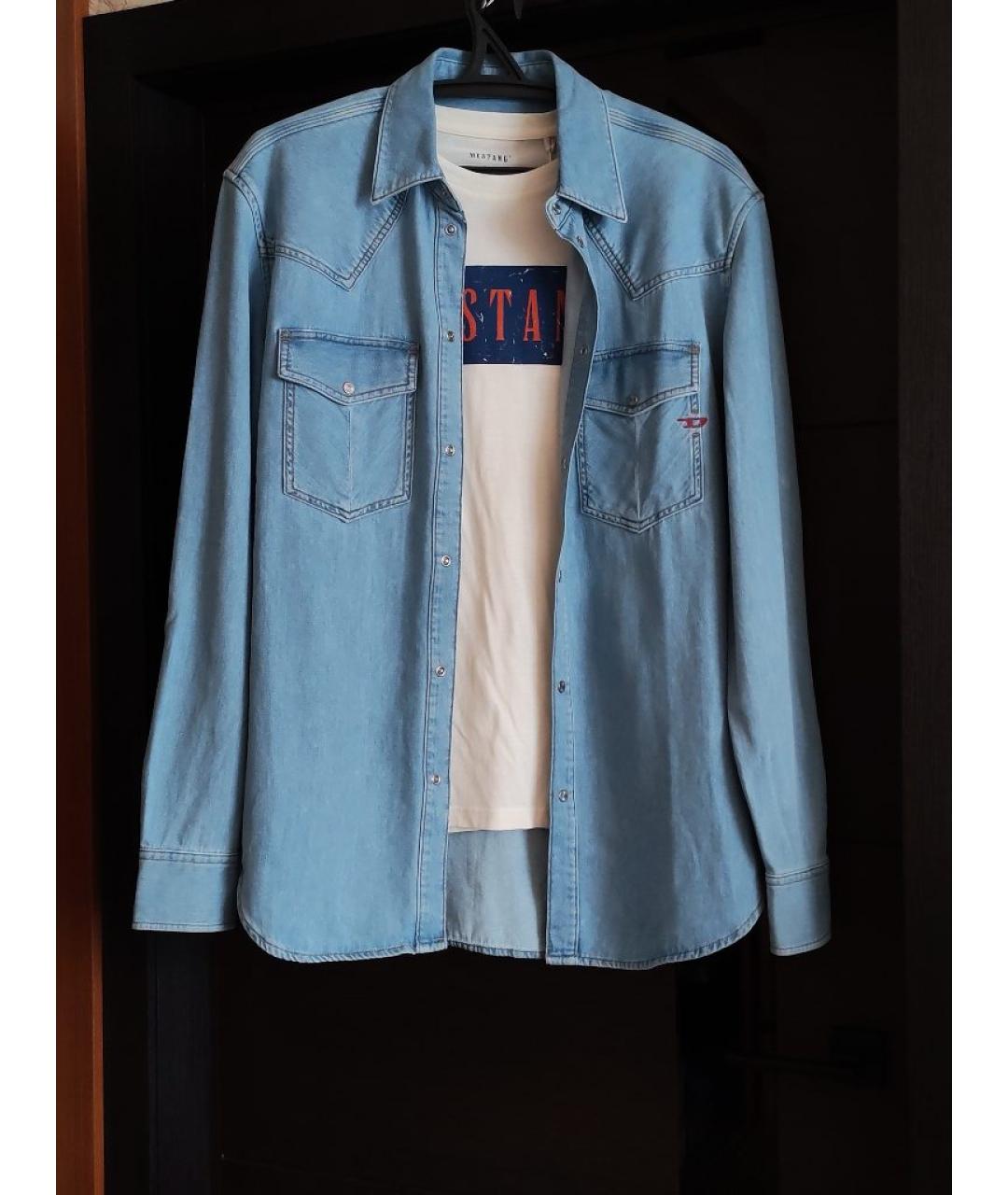 DIESEL Голубая хлопковая кэжуал рубашка, фото 5