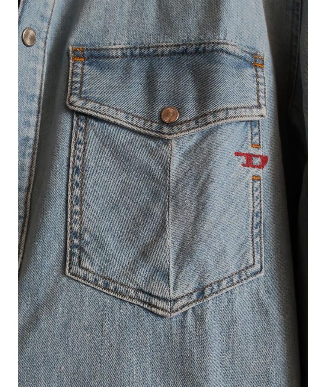 DIESEL Голубая хлопковая кэжуал рубашка, фото 4