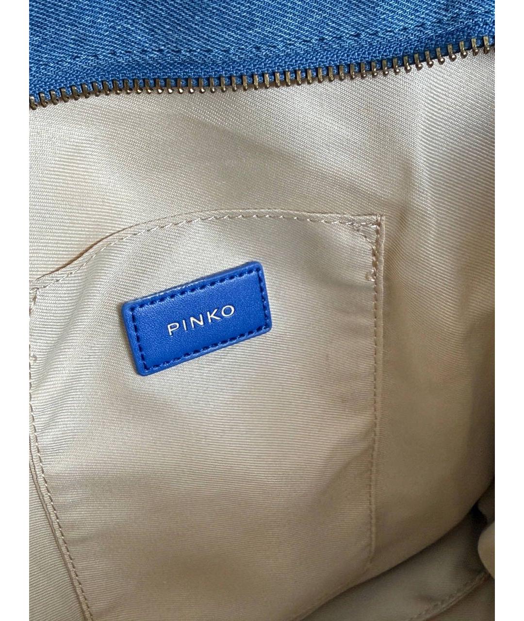 PINKO Синяя деним сумка с короткими ручками, фото 6