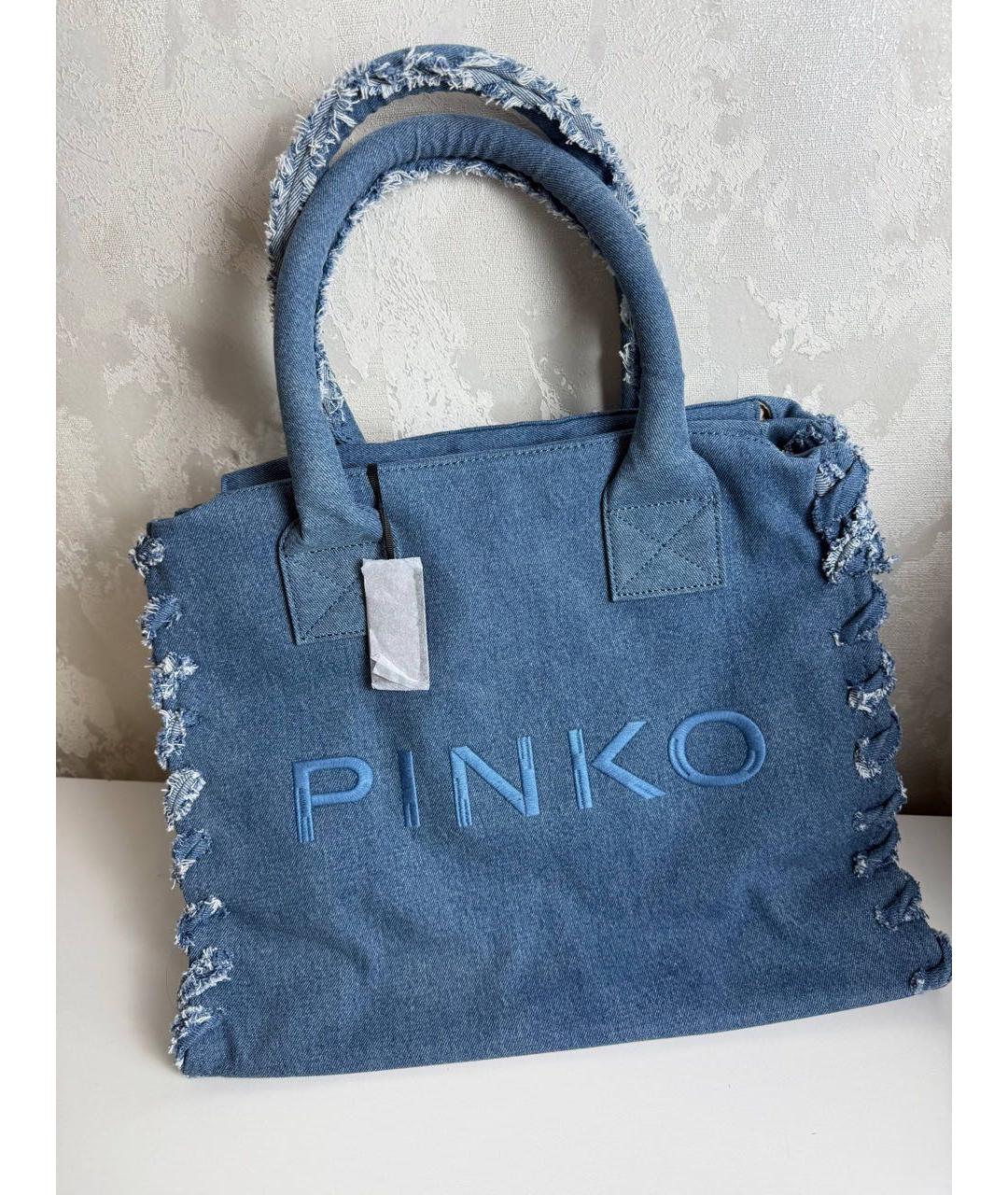 PINKO Синяя деним сумка с короткими ручками, фото 2