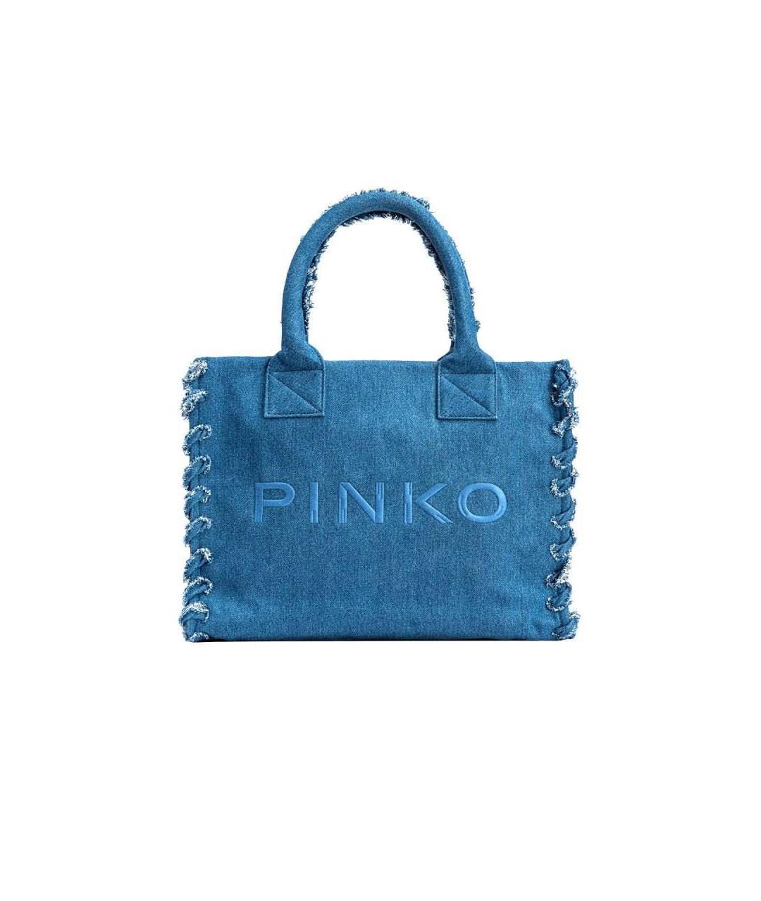 PINKO Синяя деним сумка с короткими ручками, фото 7