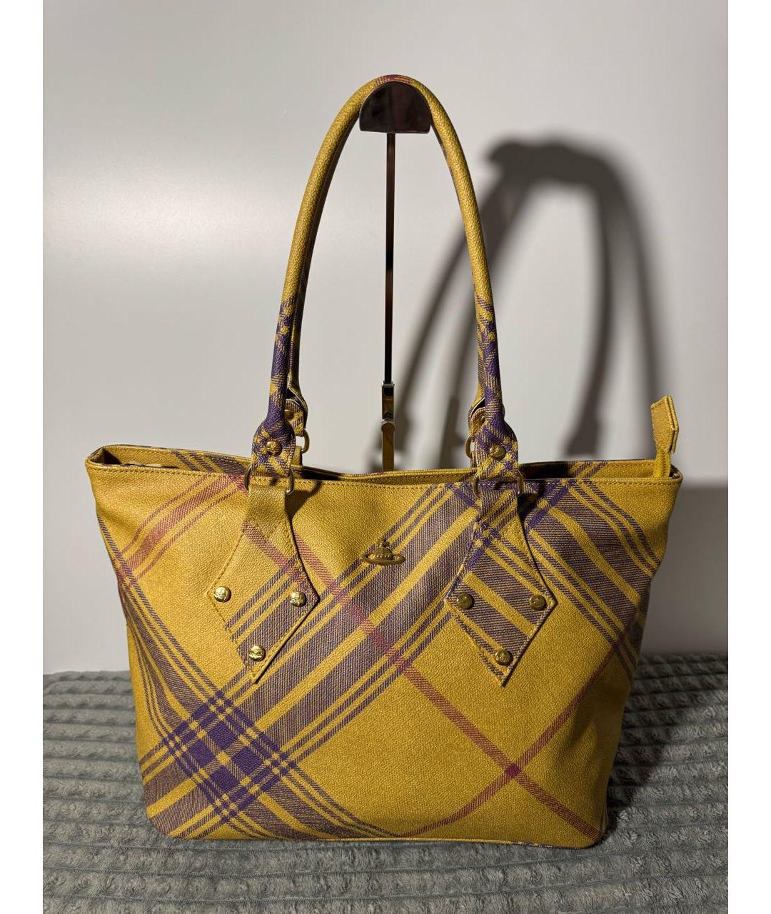 VIVIENNE WESTWOOD Горчичная сумка тоут, фото 9