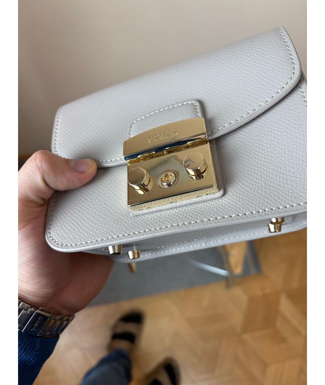 FURLA Бежевая кожаная сумка через плечо, фото 6