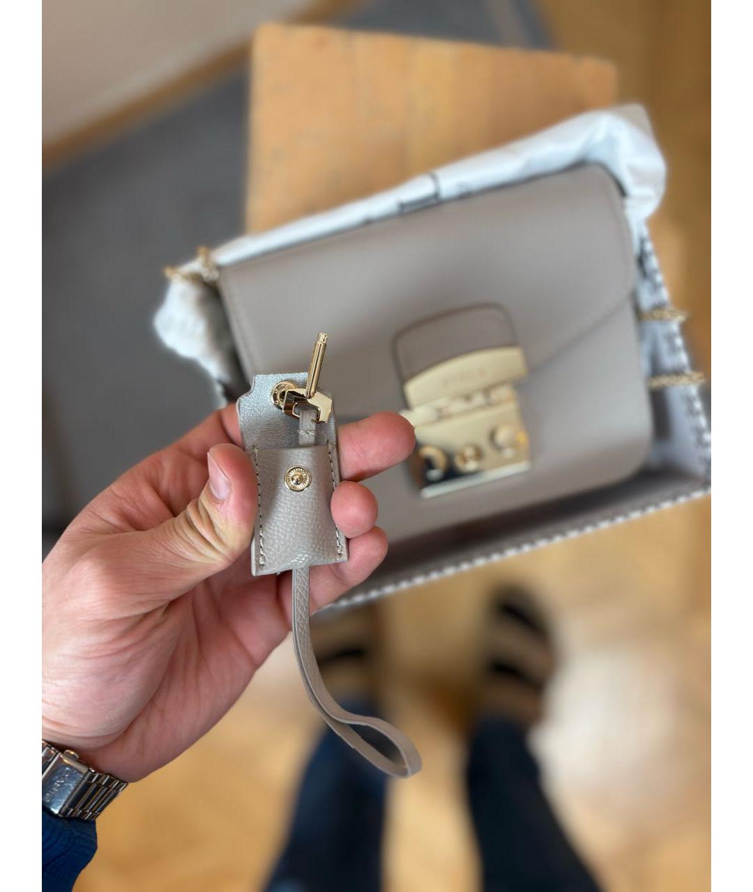 FURLA Бежевая кожаная сумка через плечо, фото 5