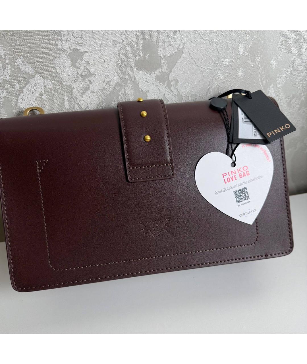 PINKO Коричневая кожаная сумка через плечо, фото 6