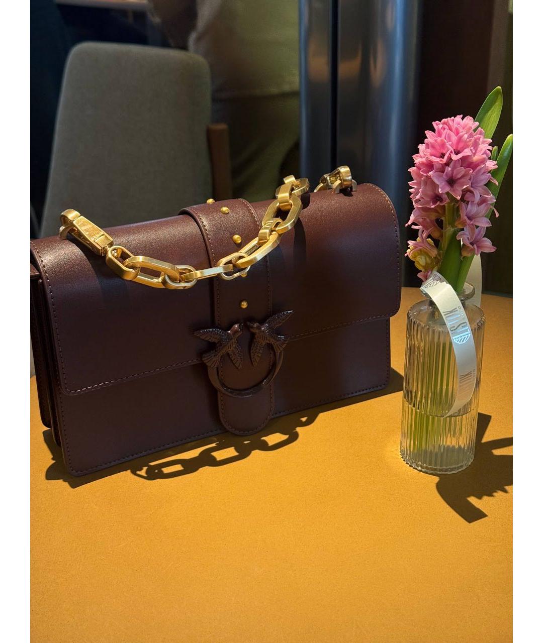 PINKO Коричневая кожаная сумка через плечо, фото 7