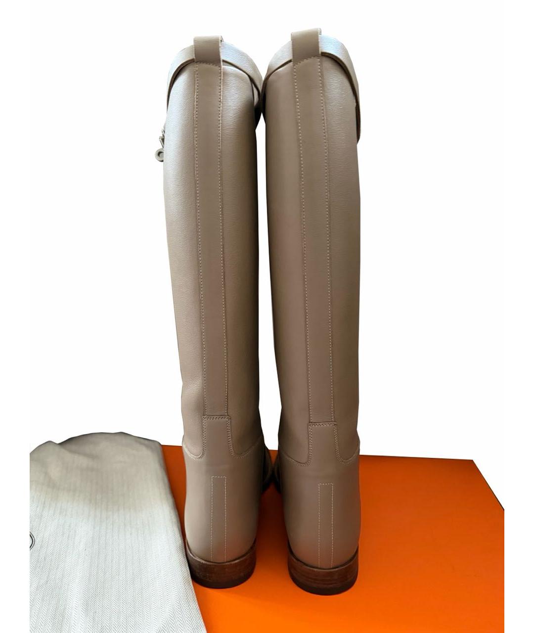 HERMES Бежевые кожаные сапоги, фото 3