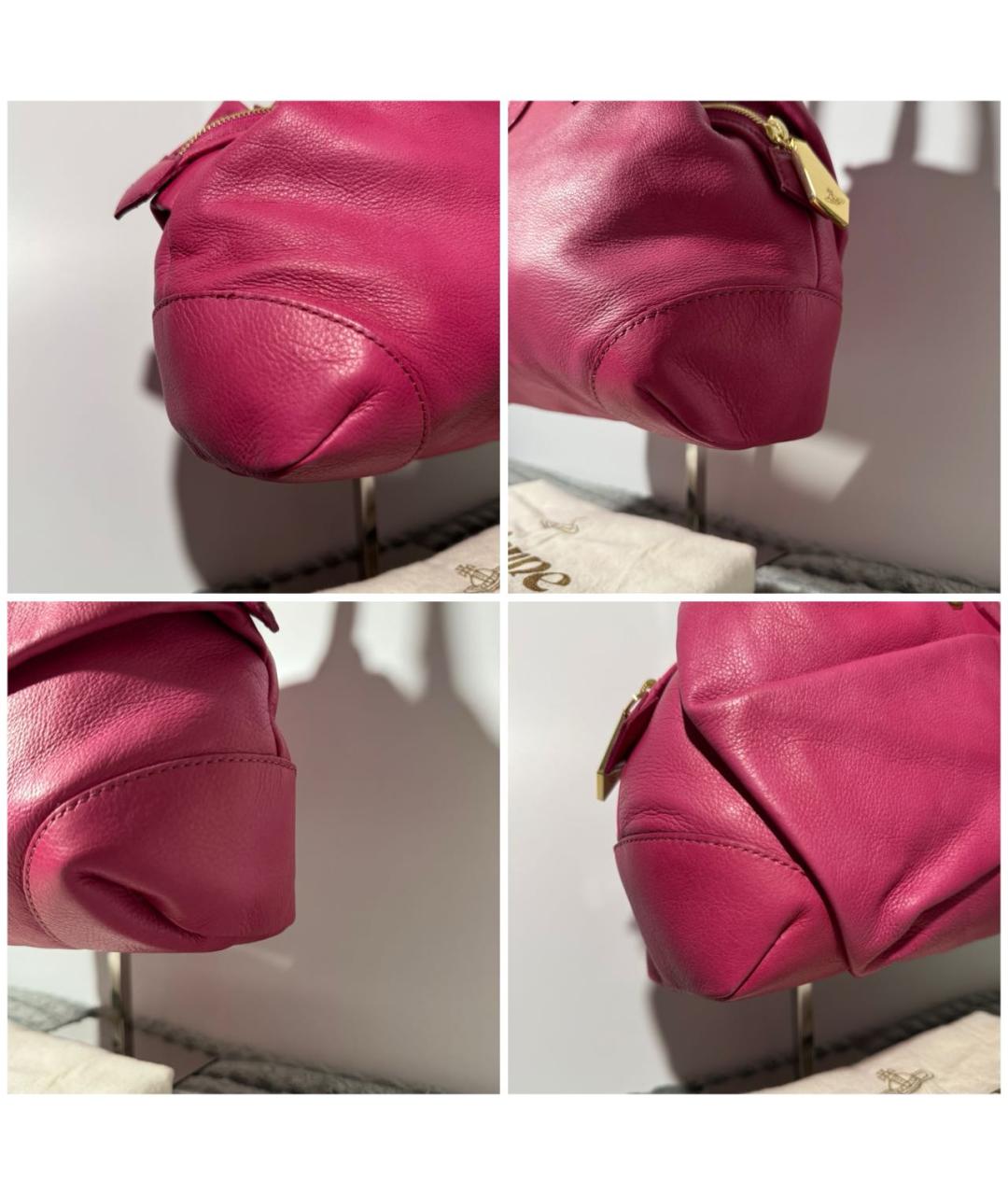 VIVIENNE WESTWOOD Розовая кожаная сумка с короткими ручками, фото 5