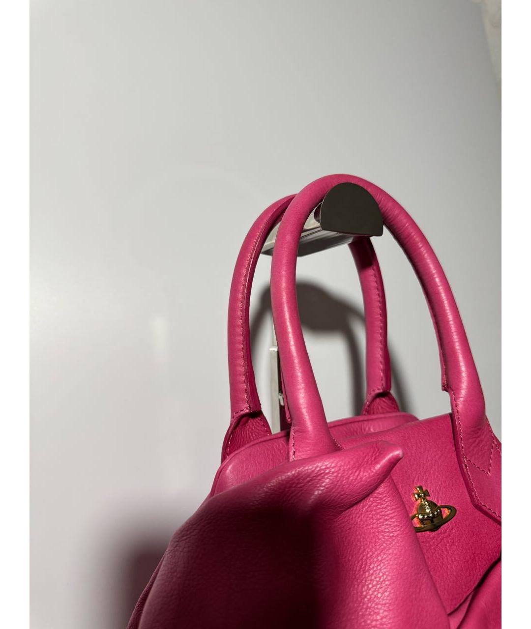 VIVIENNE WESTWOOD Розовая кожаная сумка с короткими ручками, фото 8