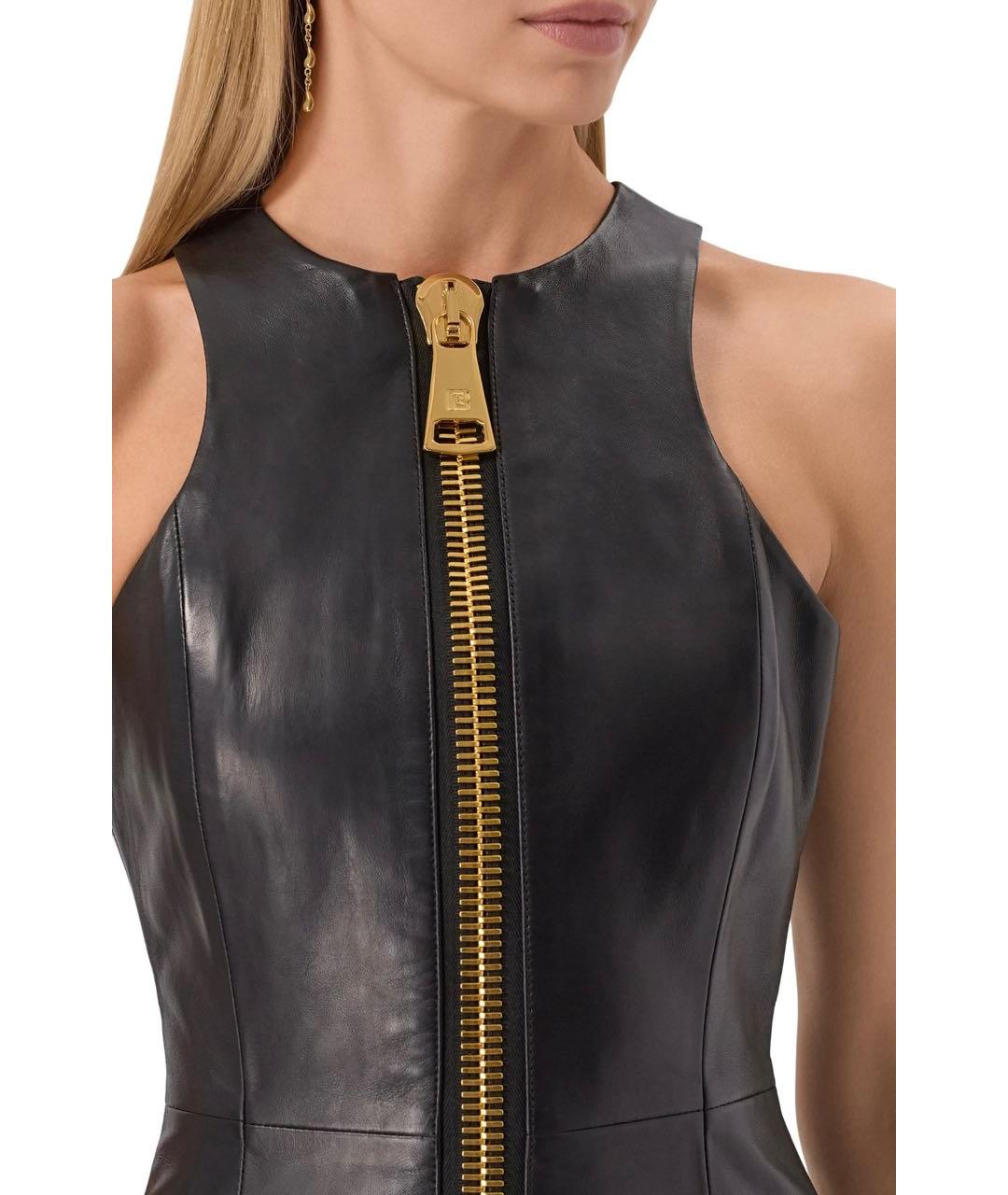 BALMAIN Черное кожаное вечернее платье, фото 3